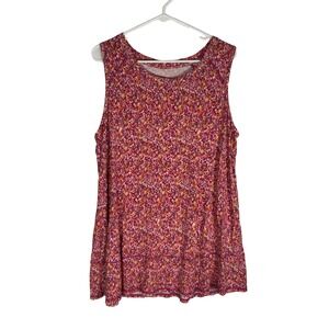LOGO Layers Lori Goldstein Pink Abstract Print Sleeveless Tank Top Womens XL